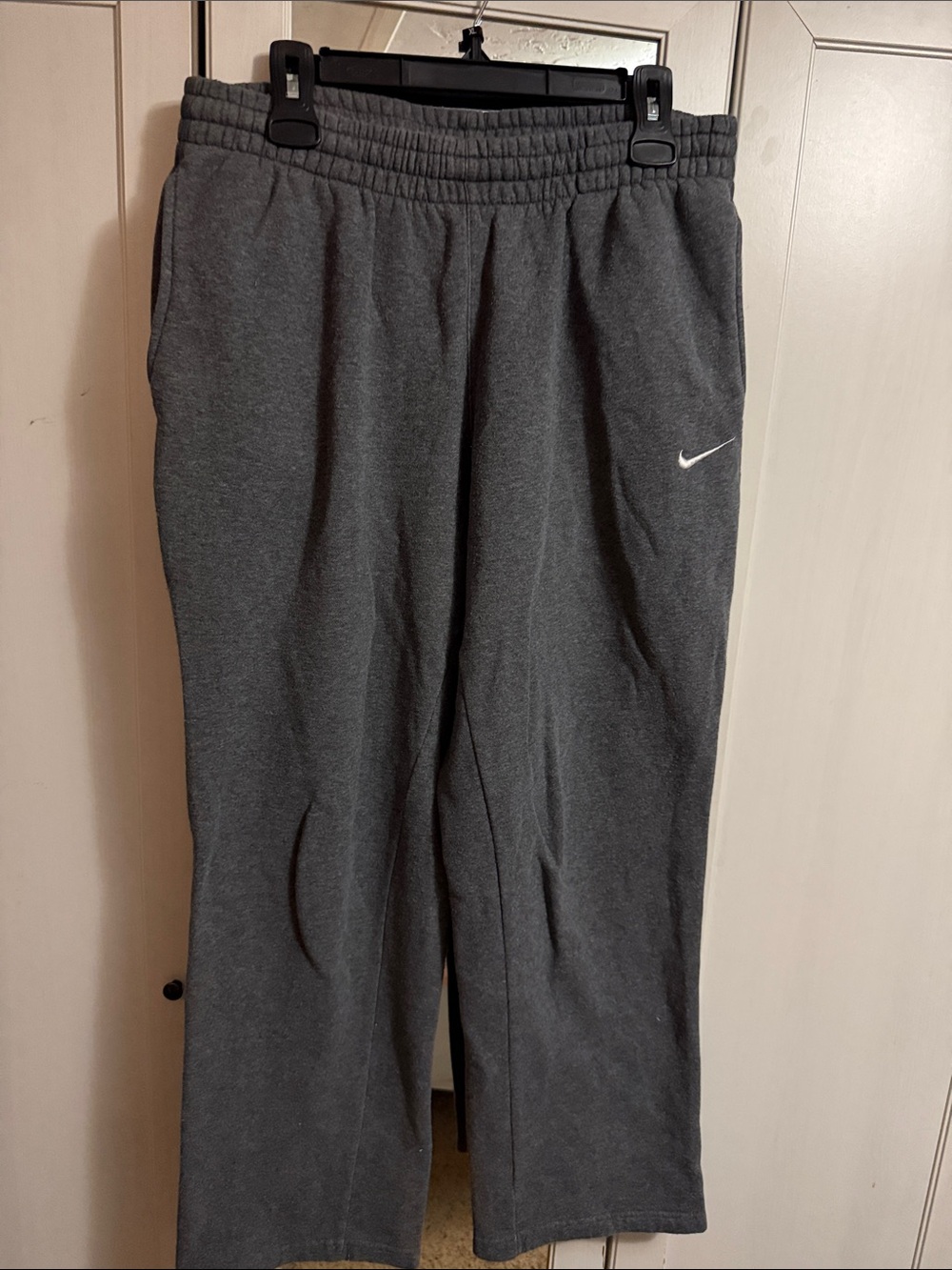 Nike womens Gray Fleece Joggers with White Swoosh